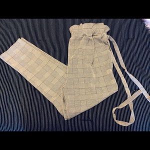 NWOT Plaid Paper Bag Pants